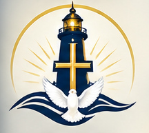 Approved LTLTM lighthouse, cross, dove, Bible, and waves emblem
